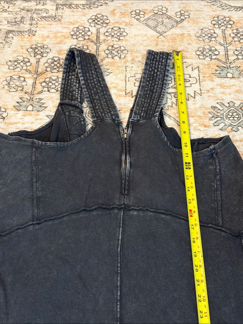 EASEL L charcoal washed terry knit sleeveless jumpsuit, oversized and wide leg - Picture 10 of 12
